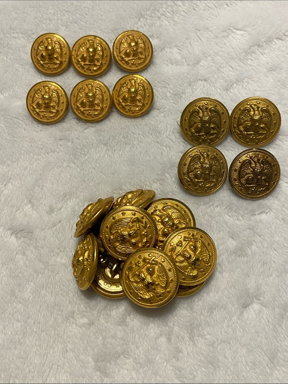 Vintage Navy Brass Gold-Plated Eagle Coat Buttons - Lot